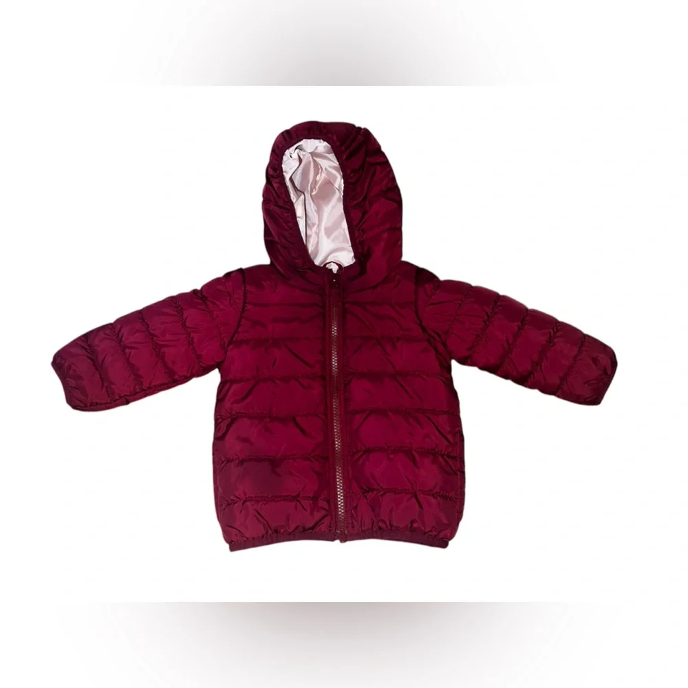 Carter's Maroon Hooded Puffer/Winter Coat- 12 Months